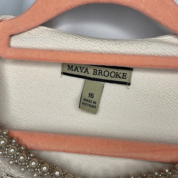 Maya Brooke Pearl Lace Cream Dress Set | Size 16 - Picture 2 of 16